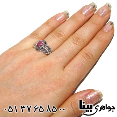 انگشتر یاقوت سرخ زنانه مارکازیت رکاب برگی