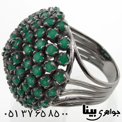 انگشتر زمرد زنانه فاخر پر نگین درشت