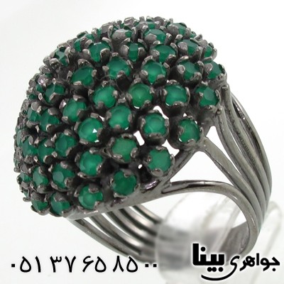 انگشتر زمرد زنانه فاخر پر نگین درشت