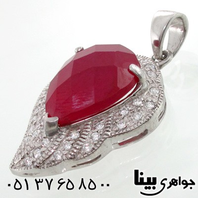 گردنبند یاقوت سرخ زنانه درشت طرح اشکی