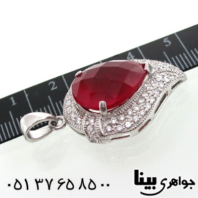 گردنبند یاقوت سرخ زنانه درشت طرح اشکی