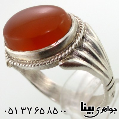 انگشتر عقیق یمنی مردانه طرح صفوی بیضی