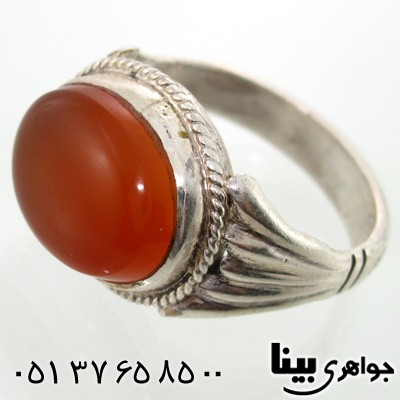 انگشتر عقیق یمنی مردانه طرح صفوی بیضی