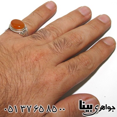 انگشتر عقیق یمنی مردانه طرح صفوی بیضی