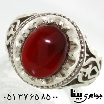انگشتر عقیق یمنی مردانه شبکه کاری زیبا