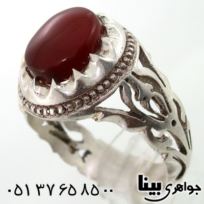 انگشتر عقیق یمنی مردانه شبکه کاری زیبا