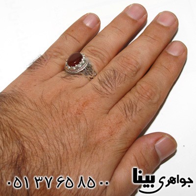 انگشتر عقیق یمنی مردانه شبکه کاری زیبا