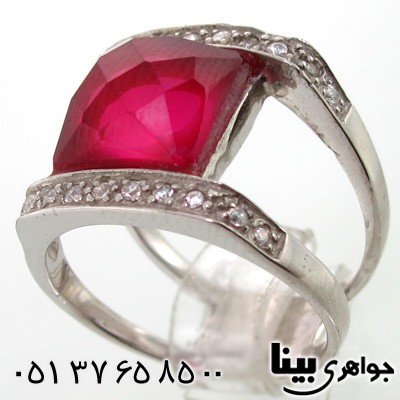 انگشتر یاقوت سرخ زنانه مربعی