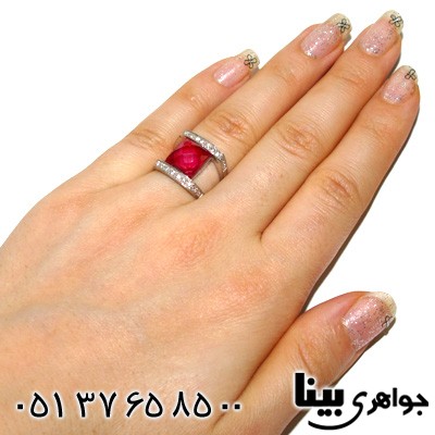 انگشتر یاقوت سرخ زنانه مربعی