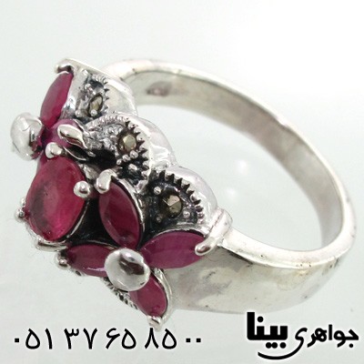 انگشتر یاقوت سرخ زنانه مارکازیتی طرح دو شکوفه