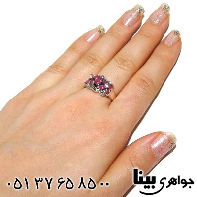 انگشتر یاقوت سرخ زنانه مارکازیتی طرح دو شکوفه