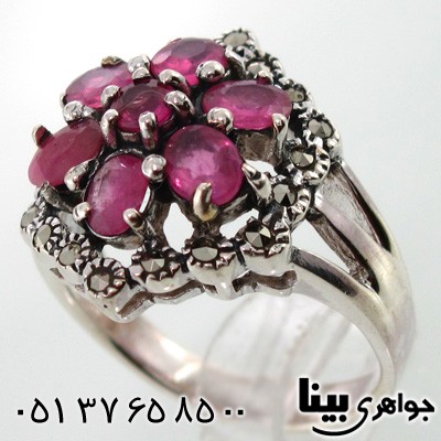 انگشتر یاقوت سرخ زنانه مارکازیتی گل هفت پر