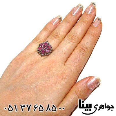 انگشتر یاقوت سرخ زنانه مارکازیتی گل هفت پر