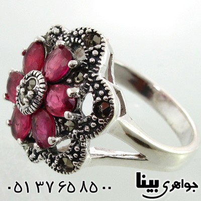 انگشتر یاقوت سرخ زنانه مارکازیتی گل شش پر