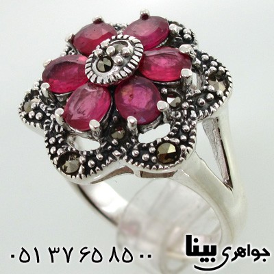 انگشتر یاقوت سرخ زنانه مارکازیتی گل شش پر