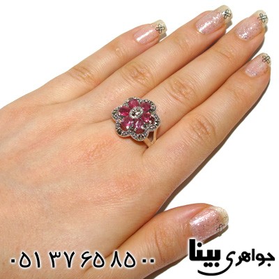 انگشتر یاقوت سرخ زنانه مارکازیتی گل شش پر