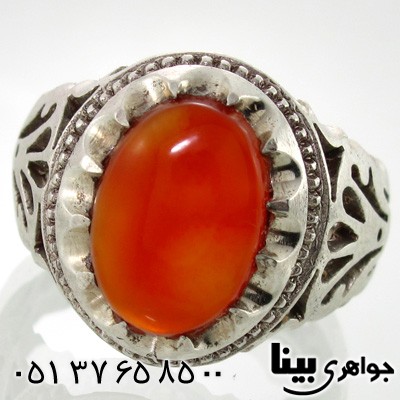 انگشتر عقیق یمنی مردانه شبکه کاری شماره دو