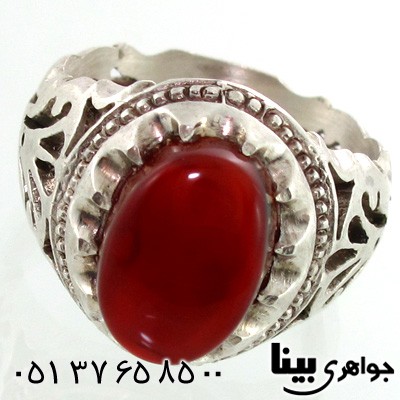 انگشتر عقیق یمنی مردانه شبکه کاری شماره سه