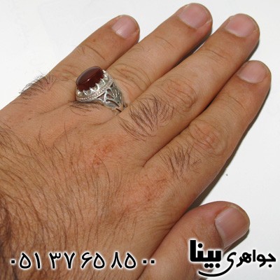 انگشتر عقیق یمنی مردانه شبکه کاری شماره سه