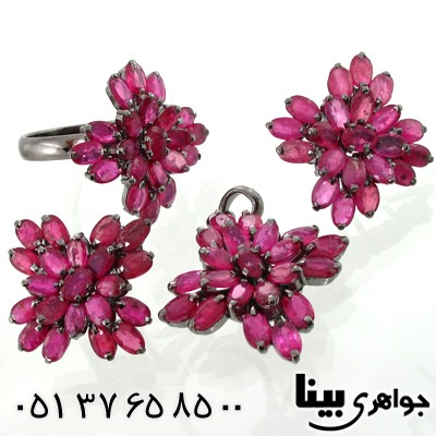 سرویس یاقوت سرخ زنانه طرح شکوفه پرنس درشت