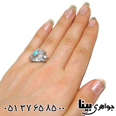 انگشتر فیروزه نیشابوری زنانه بیضی