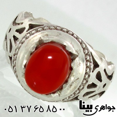 انگشتر عقیق یمنی مردانه شبکه کاری شماره چهار