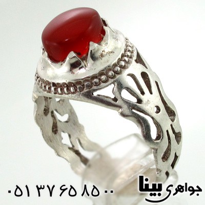 انگشتر عقیق یمنی مردانه شبکه کاری شماره چهار