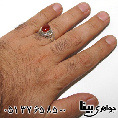 انگشتر عقیق یمنی مردانه شبکه کاری شماره چهار