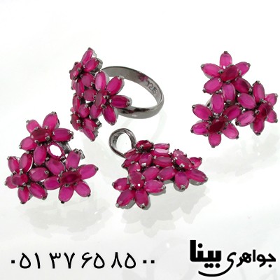 سرویس یاقوت سرخ زنانه طرح شکوفه سلطنتی درشت