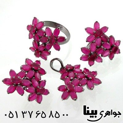 سرویس یاقوت سرخ زنانه طرح شکوفه سلطنتی درشت