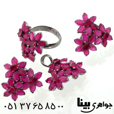 سرویس یاقوت سرخ زنانه طرح شکوفه سلطنتی درشت