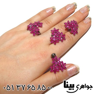 سرویس یاقوت سرخ زنانه طرح شکوفه سلطنتی درشت