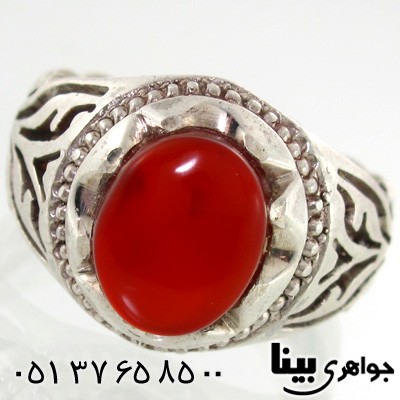 انگشتر عقیق یمنی مردانه شبکه کاری شماره پنج