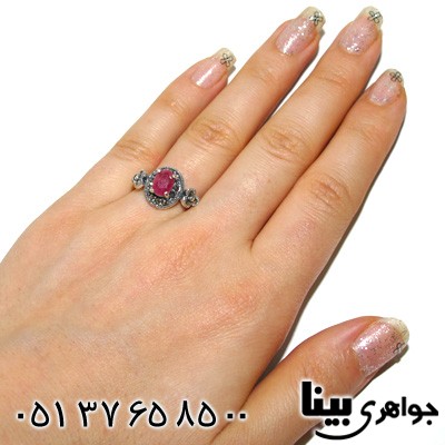 انگشتر یاقوت سرخ زنانه بیضی اشرافی