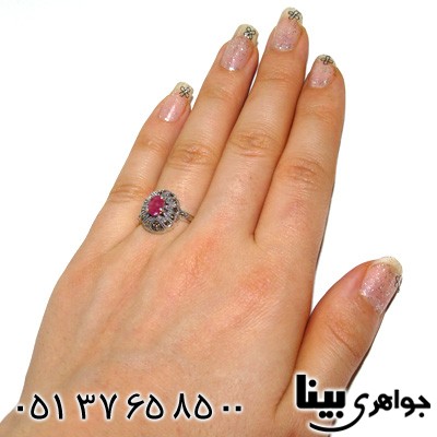انگشتر یاقوت سرخ زنانه بیضی کلاسیک
