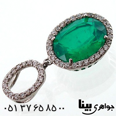 گردنبند زمرد صنعتی زنانه بیضی