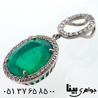 گردنبند زمرد صنعتی زنانه بیضی