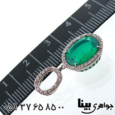 گردنبند زمرد صنعتی زنانه بیضی