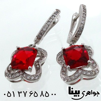 گوشواره ابسیدین قرمز زنانه گل نرگس