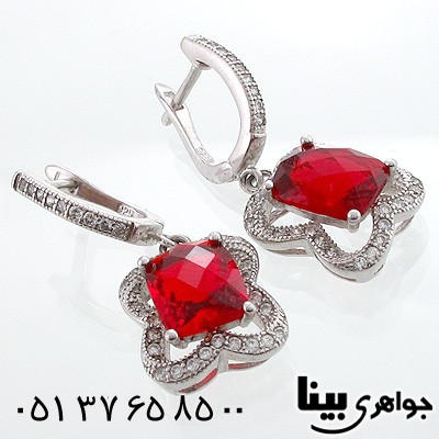 گوشواره ابسیدین قرمز زنانه گل نرگس