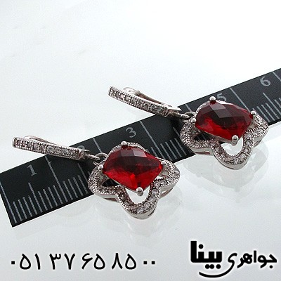 گوشواره ابسیدین قرمز زنانه گل نرگس