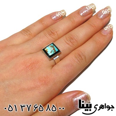 انگشتر فیروزه نیشابوری شجری مربعی شماره سه
