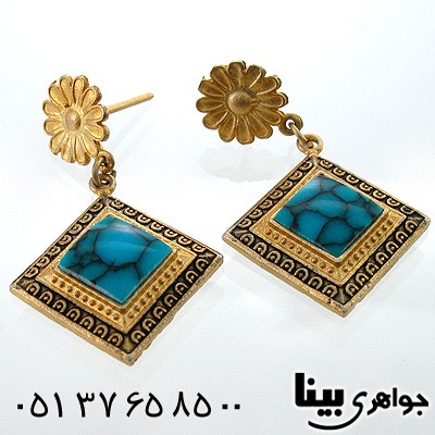 گوشواره فیروزه صنعتی زنانه لوزی