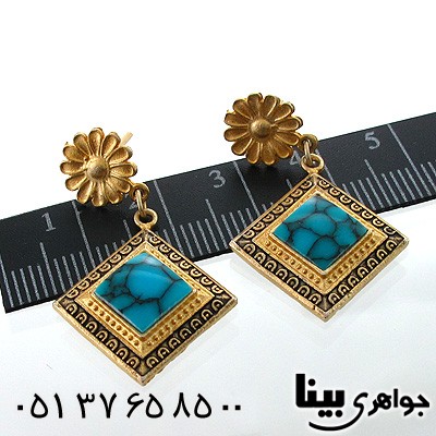 گوشواره فیروزه صنعتی زنانه لوزی
