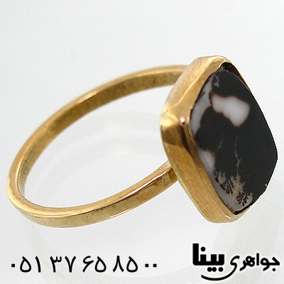انگشتر عقیق شجری زنانه مربعی خوش نقش