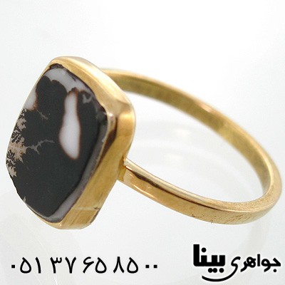انگشتر عقیق شجری زنانه مربعی خوش نقش