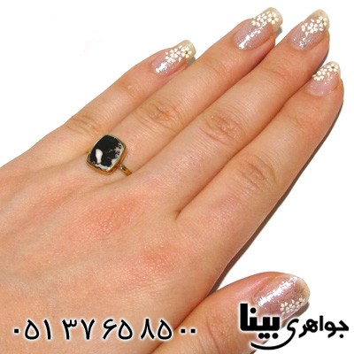 انگشتر عقیق شجری زنانه مربعی خوش نقش