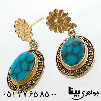 گوشواره فیروزه صنعتی زنانه بیضی