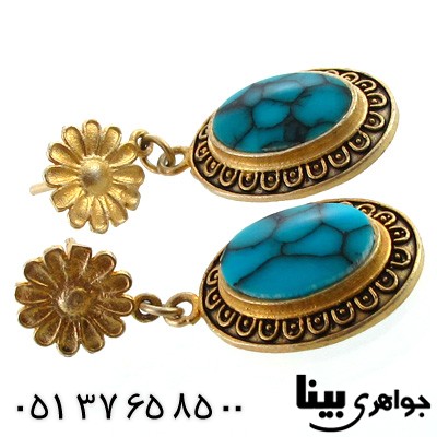 گوشواره فیروزه صنعتی زنانه بیضی