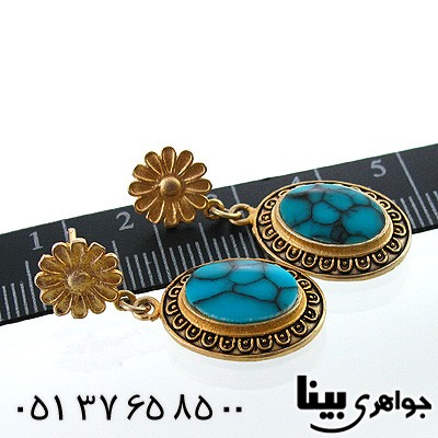 گوشواره فیروزه صنعتی زنانه بیضی